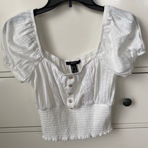 Forever 21 white embroidered top